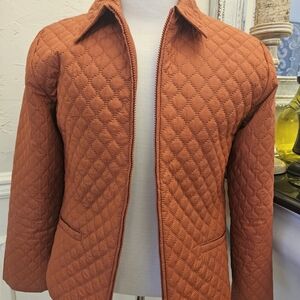 Quilted Orange Women's Front Zip Jacket